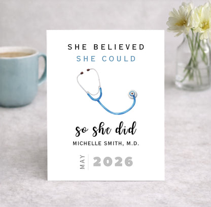 Personalized Medical Graduate Card, She Believed