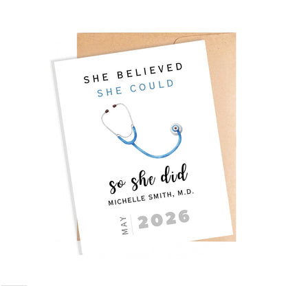Personalized Medical Graduate Card, She Believed