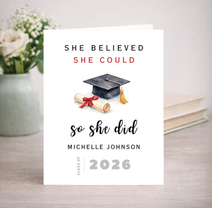 Personalized Graduation Card, She Believed
