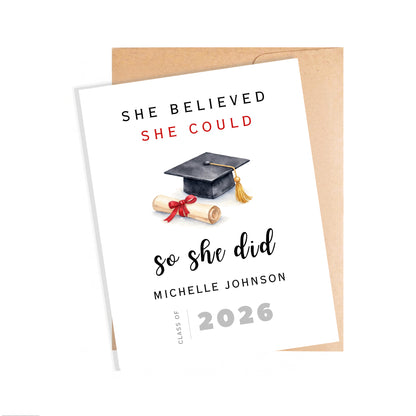 Personalized Graduation Card, She Believed