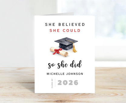 Personalized Graduation Card, She Believed