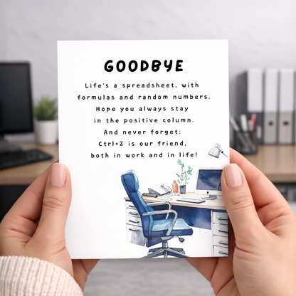Farewell Card, Spreadsheet Humor