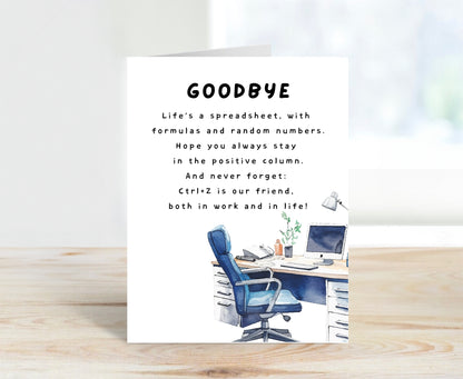Farewell Card, Spreadsheet Humor