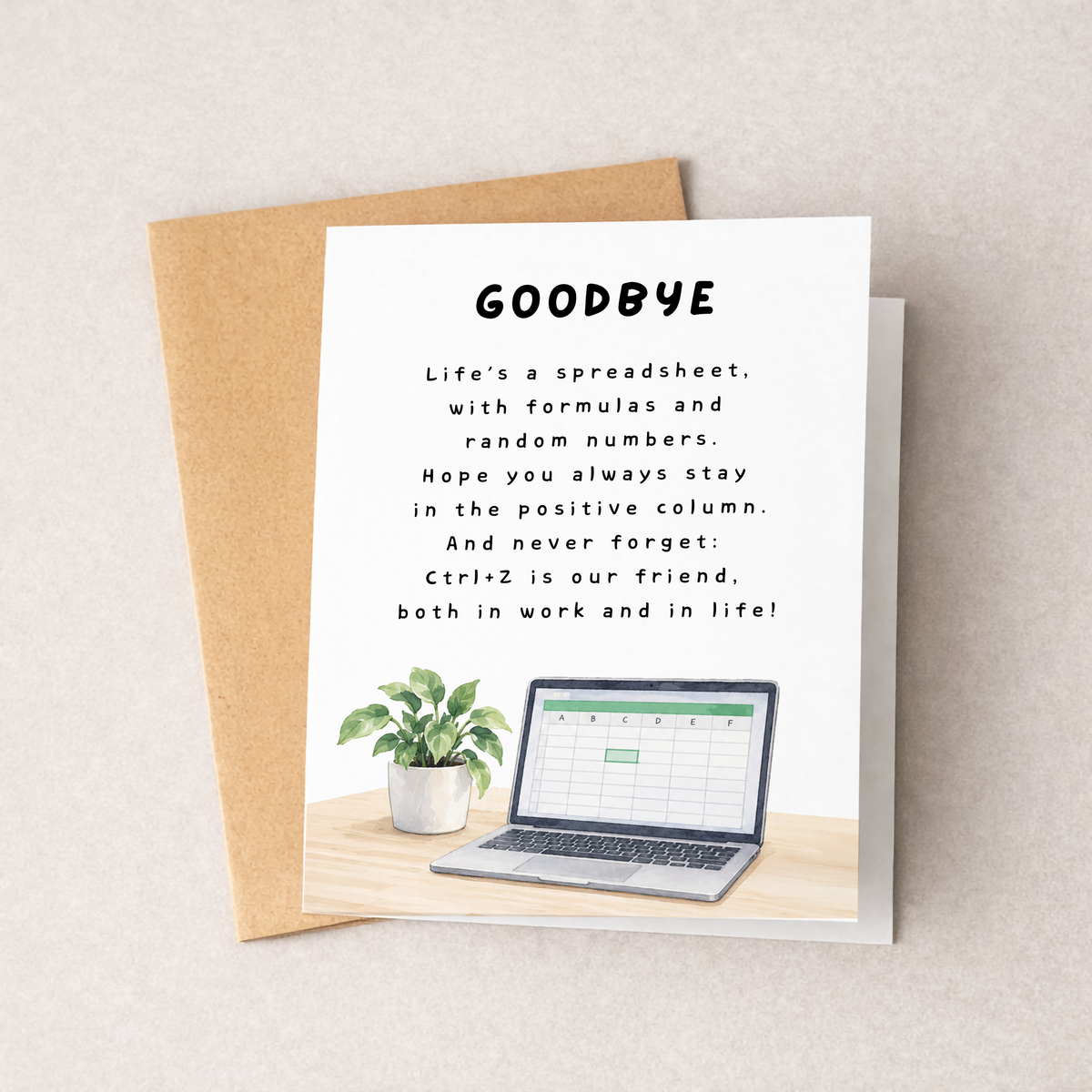 Farewell Card, Spreadsheet Humor