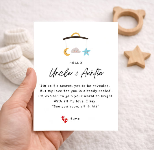 Pregnancy Announcement Card for Uncle and Auntie