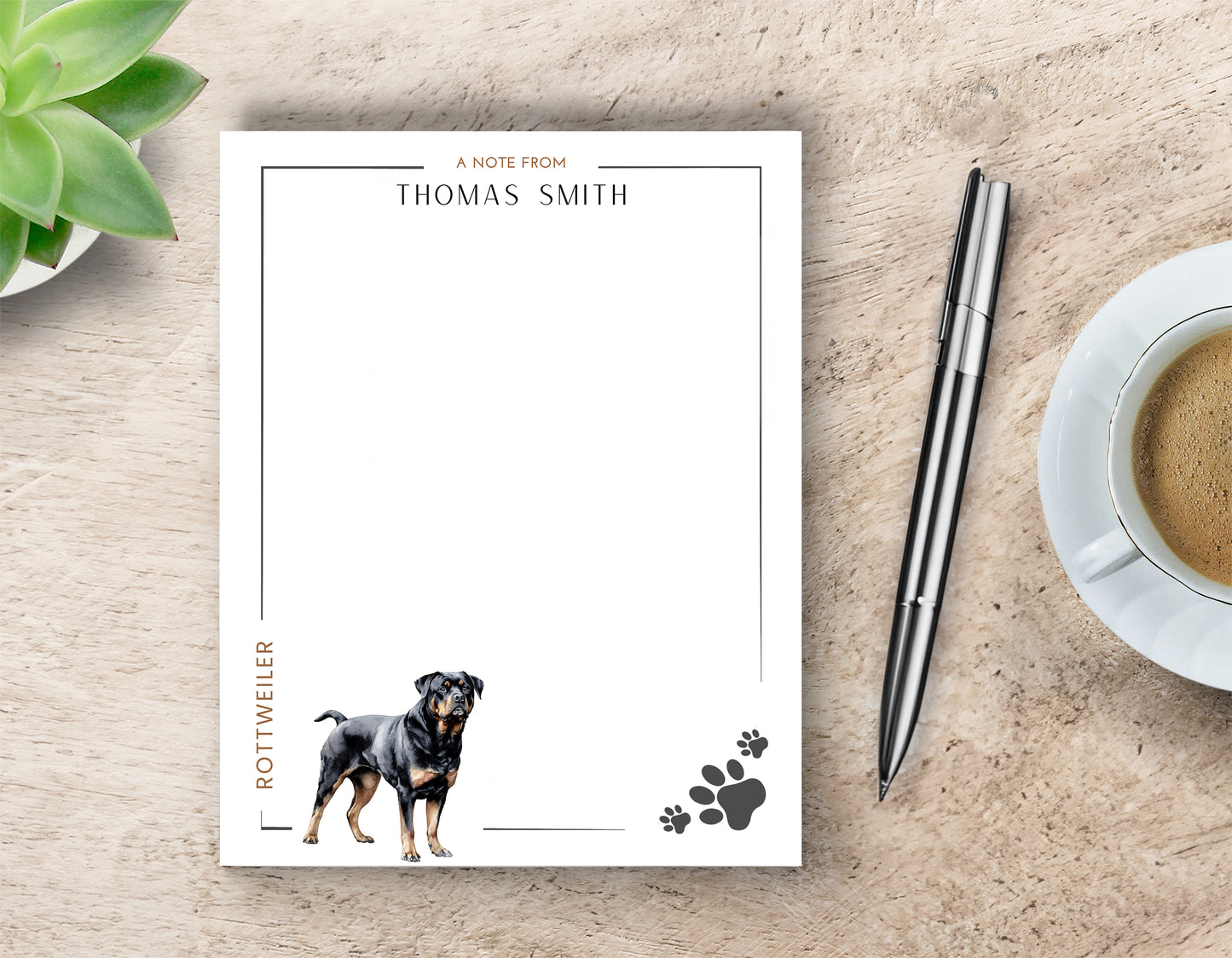Personalized Rottweiler Dog Notepad