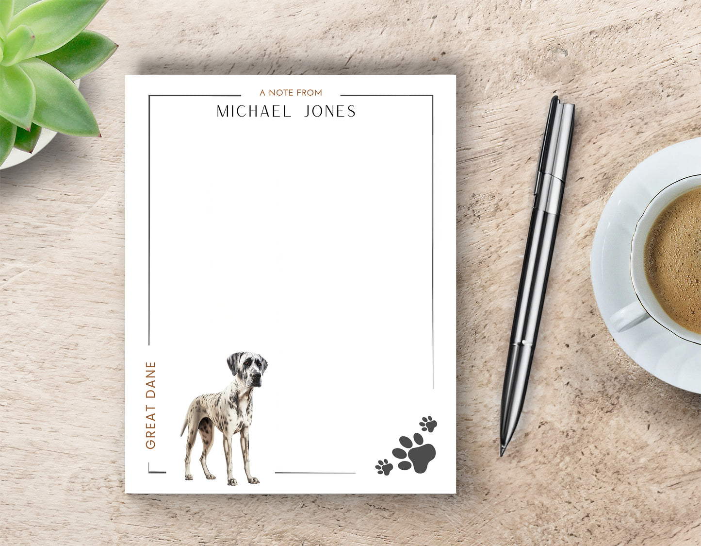 Personalized Great Dane Dog Notepad