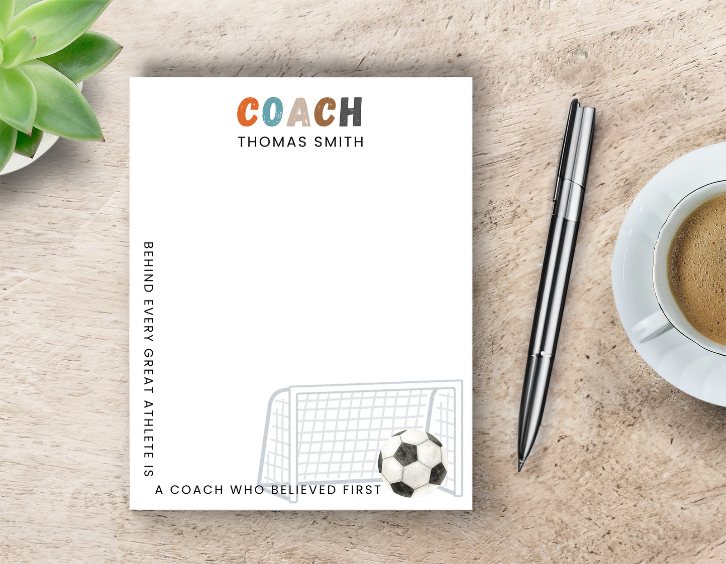 Personalized Soccer Coach Notepad