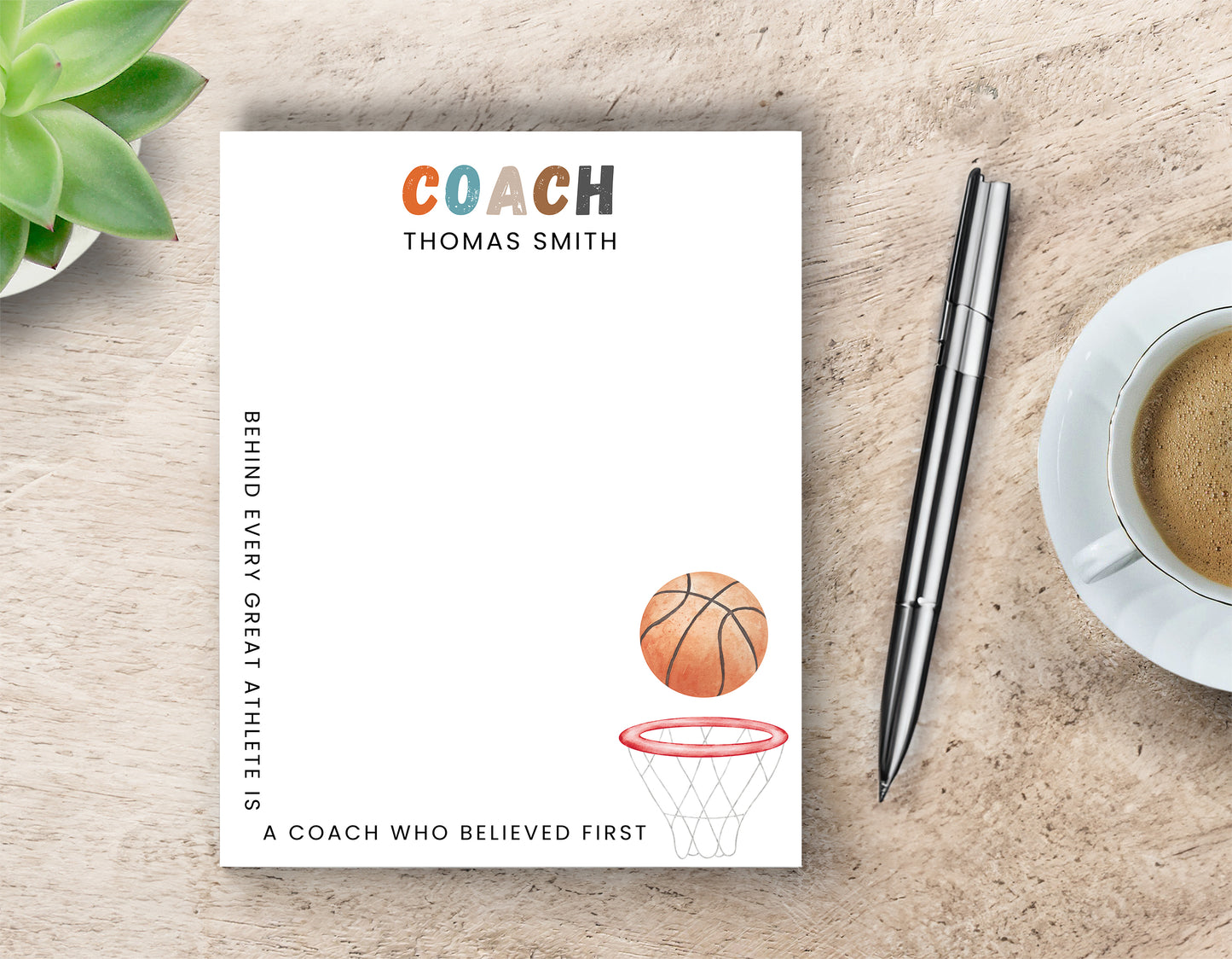 Personalized Basketball Coach Notepad