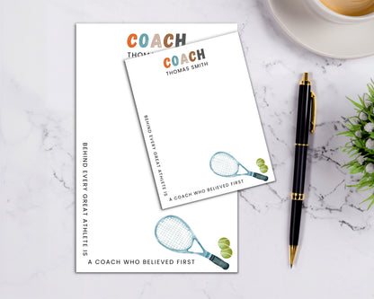 Personalized Tennis Coach Notepad