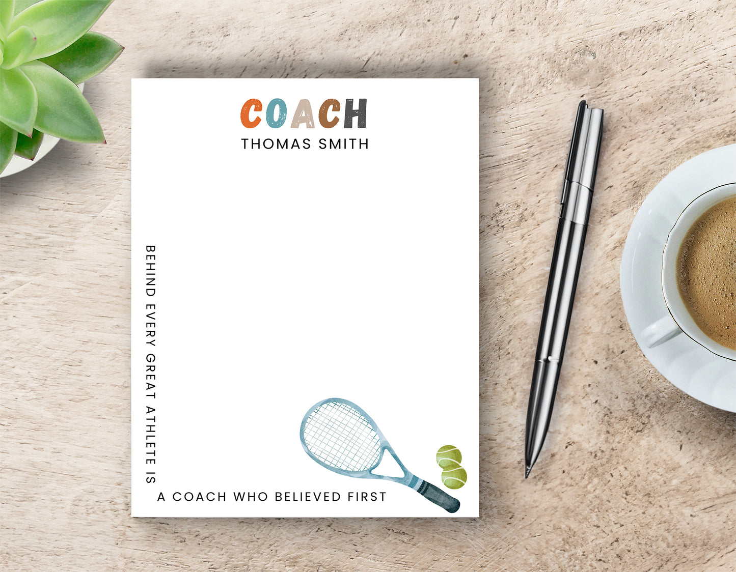 Personalized Tennis Coach Notepad