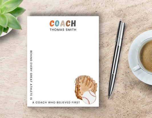 Personalized Baseball Coach Notepad