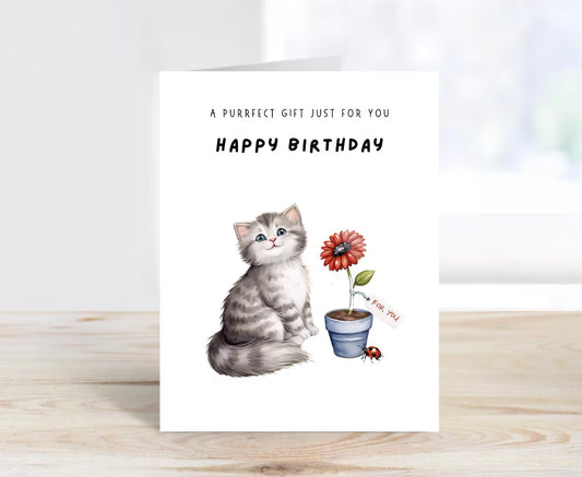 Happy Birthday Card - A Purrfect Gift