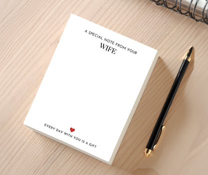 Wife Notepad - "A Special Note from Wife,"