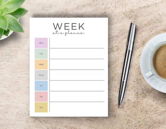 Weekly Planning Notepad - Week At A Glance