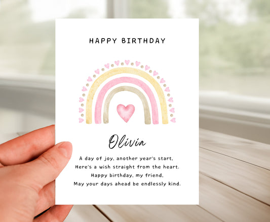 Personalized Happy Birthday Poem Card