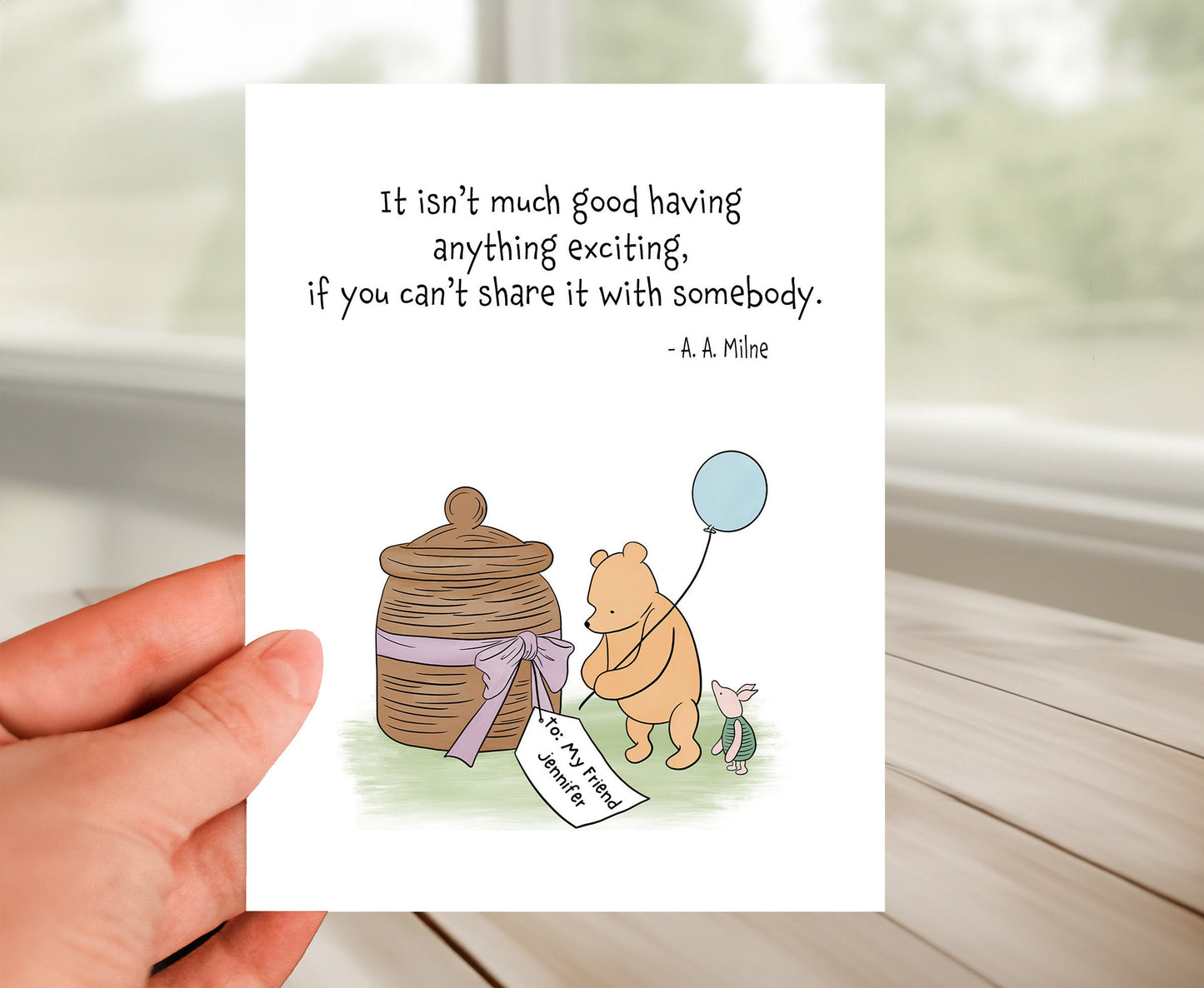 Personalizable Friendship Card - Classic Winnie the Pooh