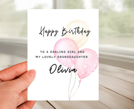 Personalized Granddaughter Birthday Card