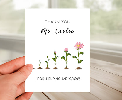 Personalized Thank You Teacher Card