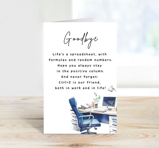 Farewell Card - Excel Spreadsheet Humor
