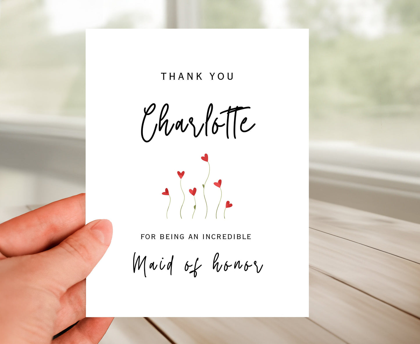 Personalized Maid of Honor Thank You Card
