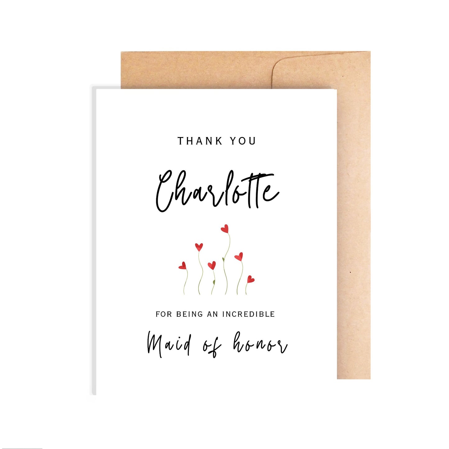 Personalized Maid of Honor Thank You Card
