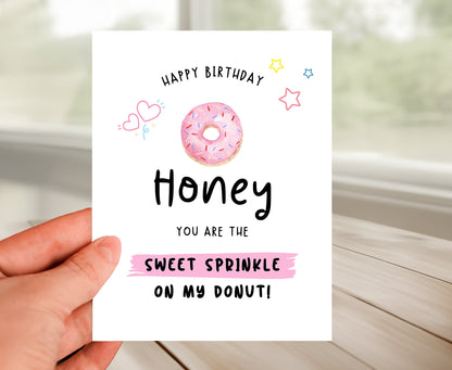 Happy Birthday Card for Her - Romantic Donut
