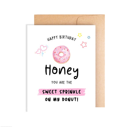 Happy Birthday Card for Her - Romantic Donut