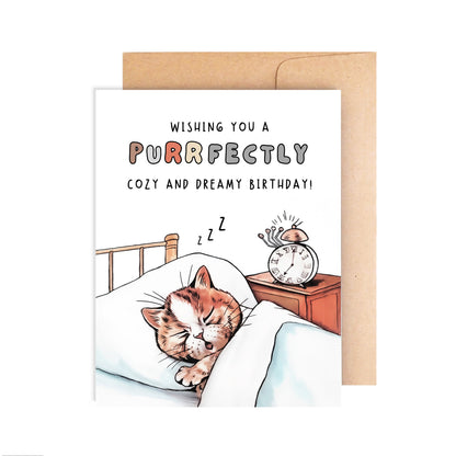 Happy Birthday Card - Cozy Sleeping Cat