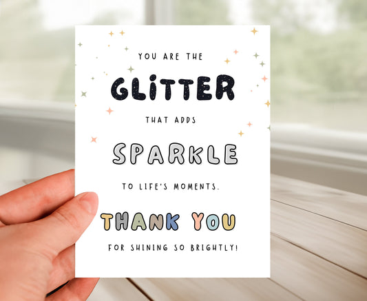 Thank You Card - Glitter and Sparkle Appreciation