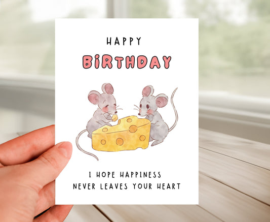 Happy Birthday Card - Whimsical Mice