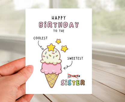 Happy Birthday Card for Sister - "The Coolest Sister!"