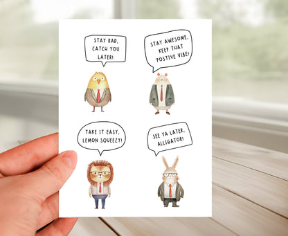 Farewell Card for Coworker - Animals Comics
