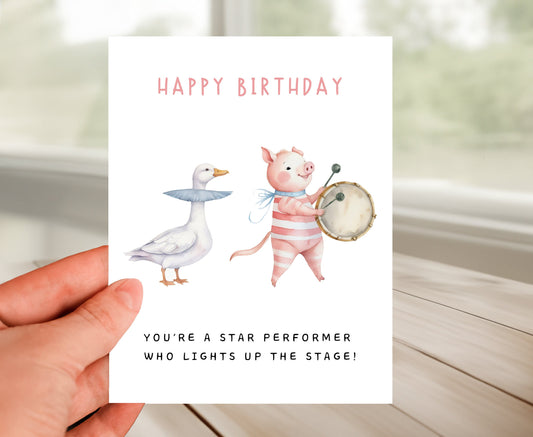Happy Birthday Card - Super Star Performer Parade