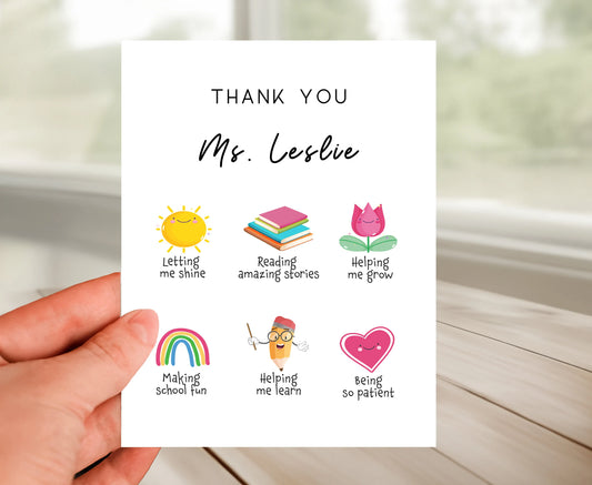 Personalized Thank You Teacher Card