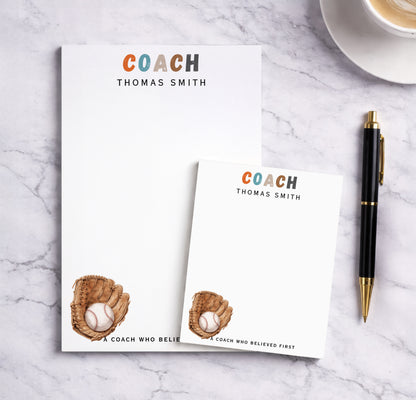 Personalized Baseball Coach Notepad