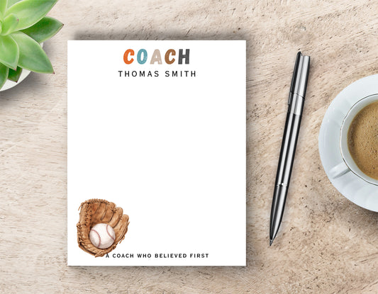 Personalized Baseball Coach Notepad