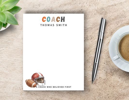 Personalized Football Coach Notepad