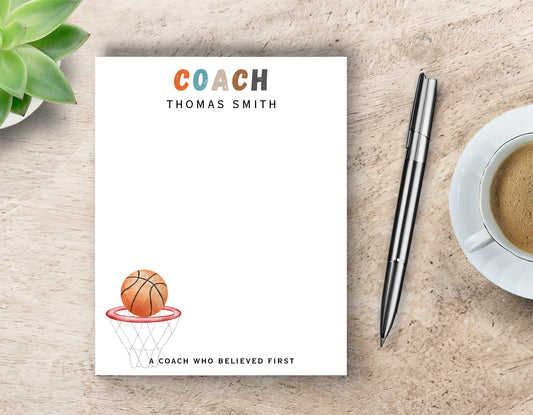 Personalized Basketball Coach Notepad