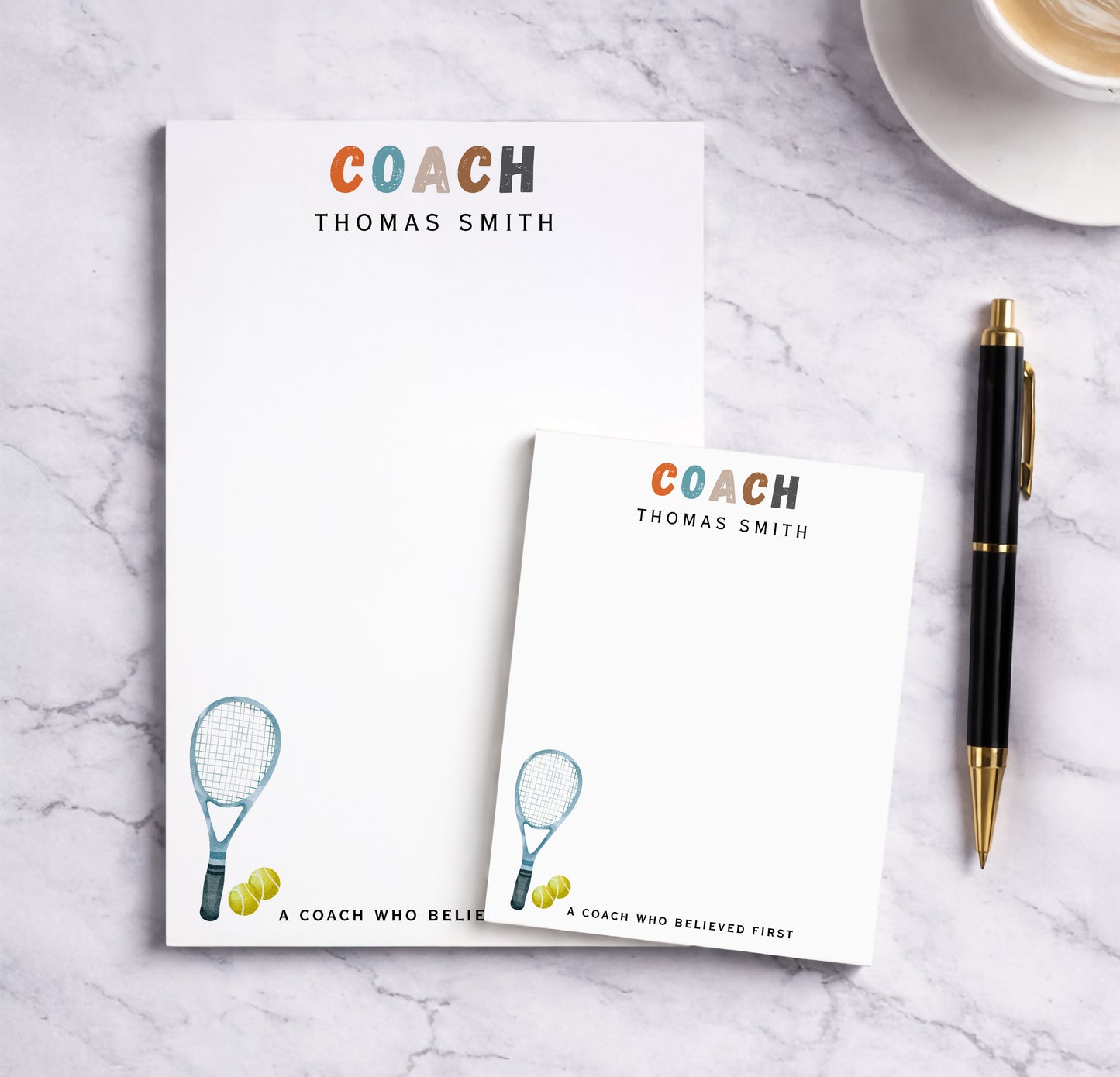 Personalized Tennis Coach Notepad