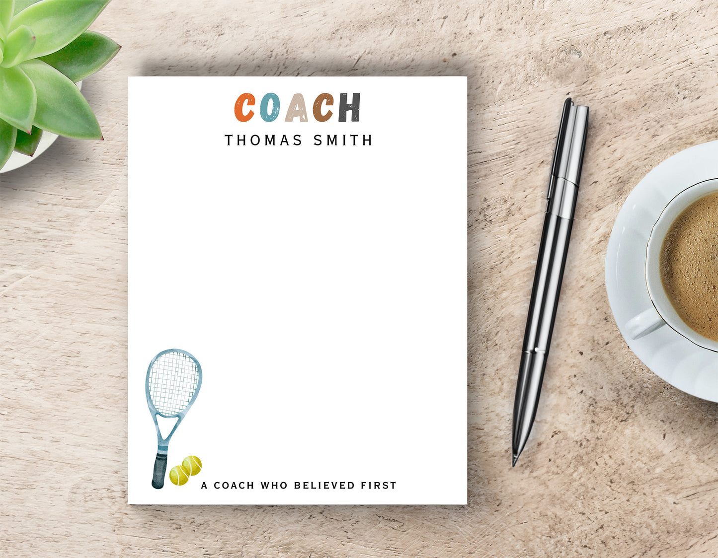 Personalized Tennis Coach Notepad