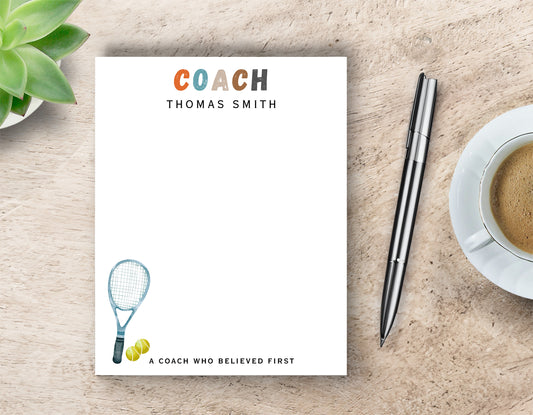 Personalized Tennis Coach Notepad