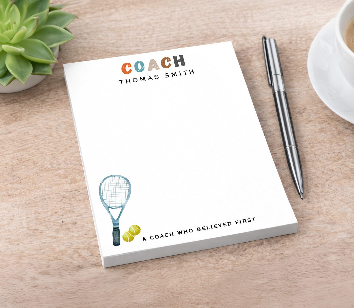 Personalized Tennis Coach Notepad