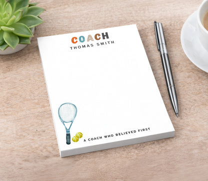 Personalized Tennis Coach Notepad