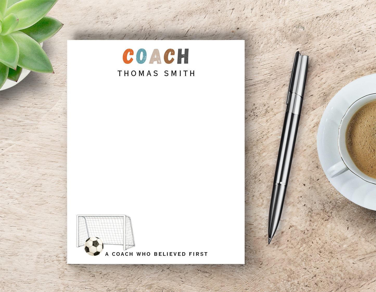 Personalized Soccer Coach Notepad