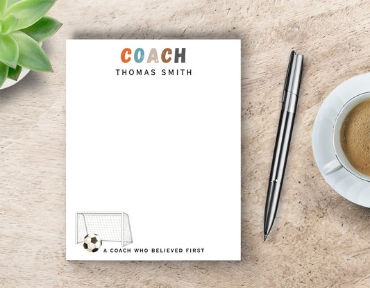 Personalized Soccer Coach Notepad