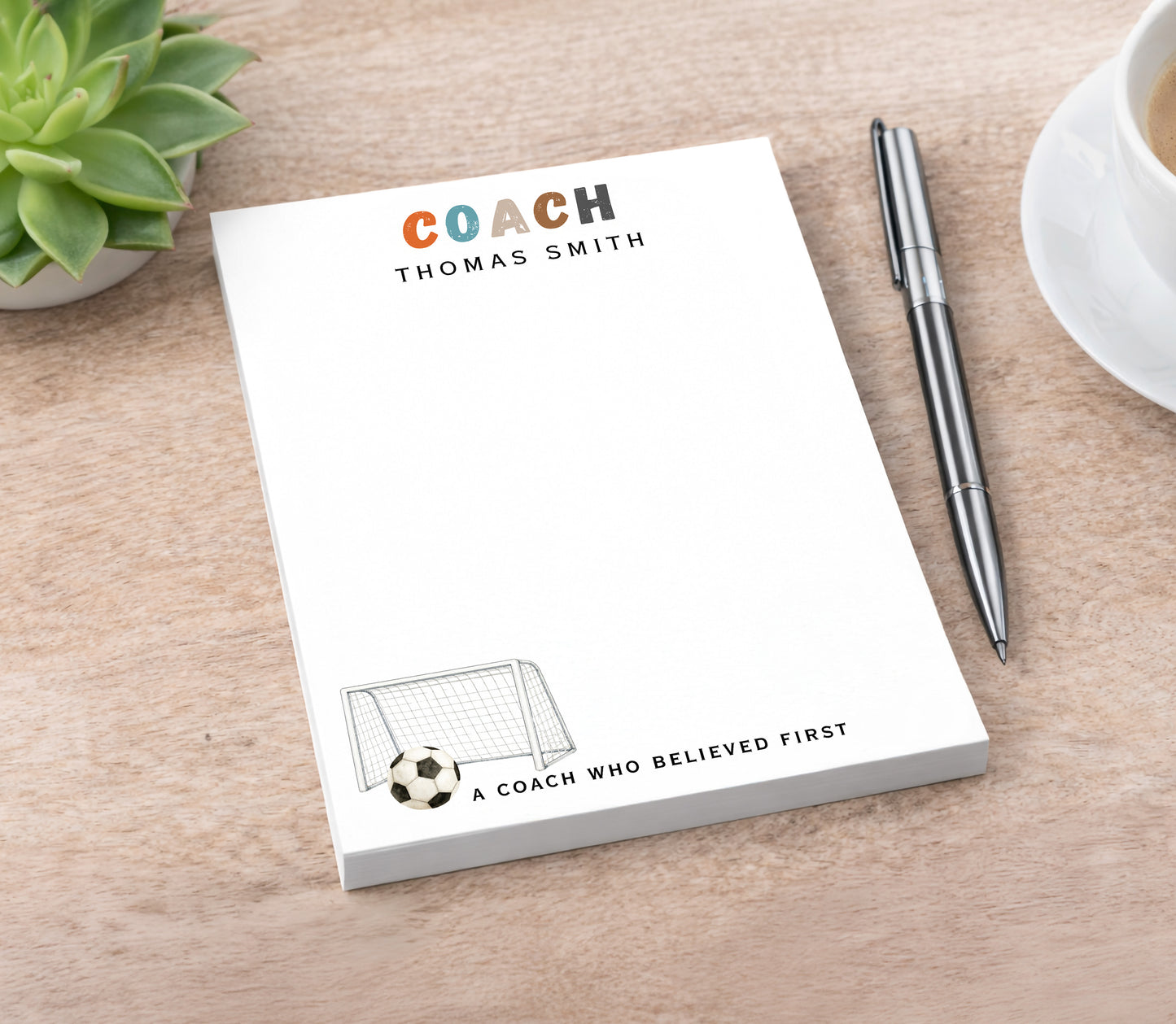 Personalized Soccer Coach Notepad